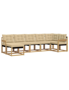 Set di divani da esterno con cuscino 7 pcs Bianco e Beige 2