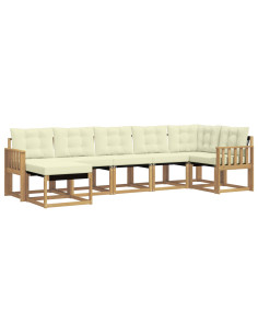 Set di divani da esterno con cuscino 7 pcs Bianco e Crema 2