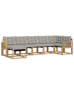 Set di divani da esterno 7 pcs Bianco e Grigio Chiaro 2
