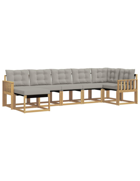 Set di divani da esterno 7 pcs Bianco e Grigio Chiaro