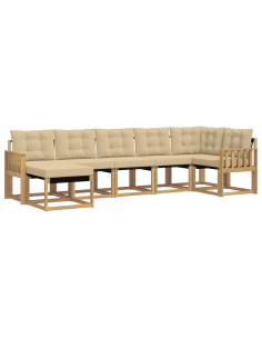 Set di divani da esterno con cuscino 7 pcs Bianco e Beige 2