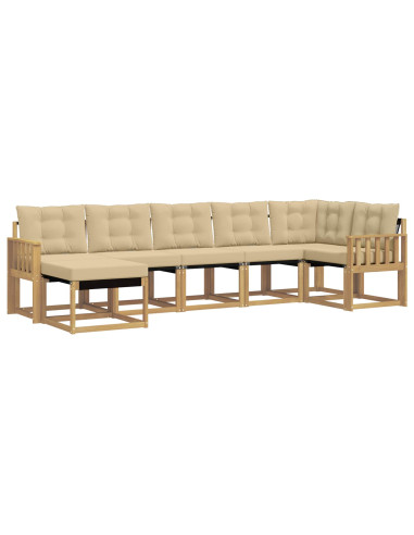 Set di divani da esterno con cuscino 7 pcs Bianco e Beige