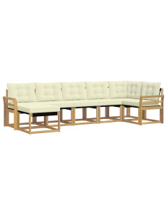 Set di divani da esterno con cuscino 7 pcs Bianco e Crema 2