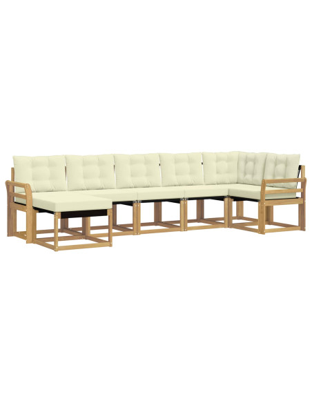 Set di divani da esterno con cuscino 7 pcs Bianco e Crema