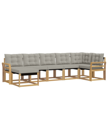 Set di divani da esterno 7 pcs Bianco e Grigio Chiaro