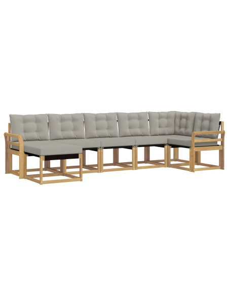 Set di divani da esterno 7 pcs Bianco e Grigio Chiaro