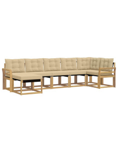 Set di divani da esterno con cuscino 7 pcs Bianco e Beige 2