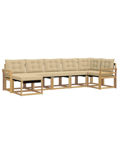 Set di divani da esterno con cuscino 7 pcs Bianco e Beige