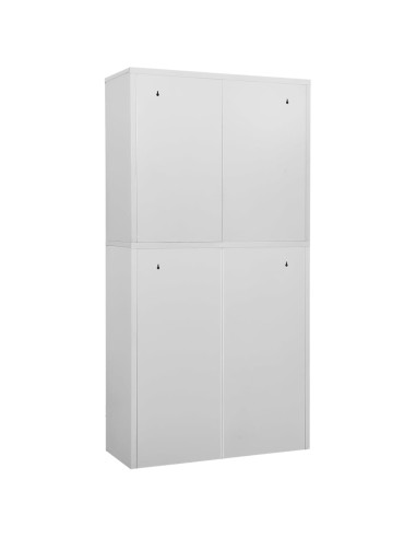 Armadio per Ufficio Grigio Chiaro 90x40x180 cm Acciaio e Vetro