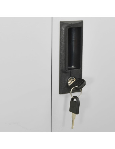 Armadio per Ufficio Grigio Chiaro 90x40x180 cm Acciaio e Vetro