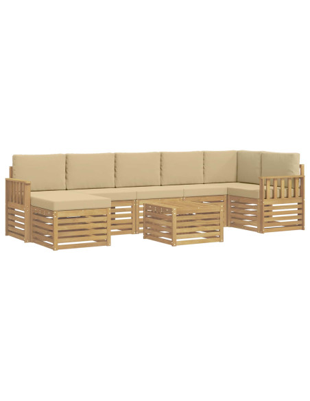 Set di divani da esterno 7 pcs Bianco e Beige 59 x 59 x 37 cm