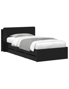 Telaio del letto con storage con testiera Nero 75 x 190 cm
