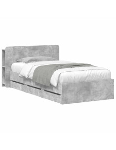 Telaio del letto con storage Grigio Cemento 75 x 190 cm