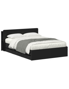 Telaio del letto con storage con testiera Nero 150 x 200 cm