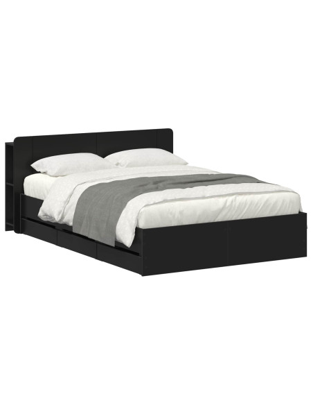 Telaio del letto con storage con testiera Nero 150 x 200 cm