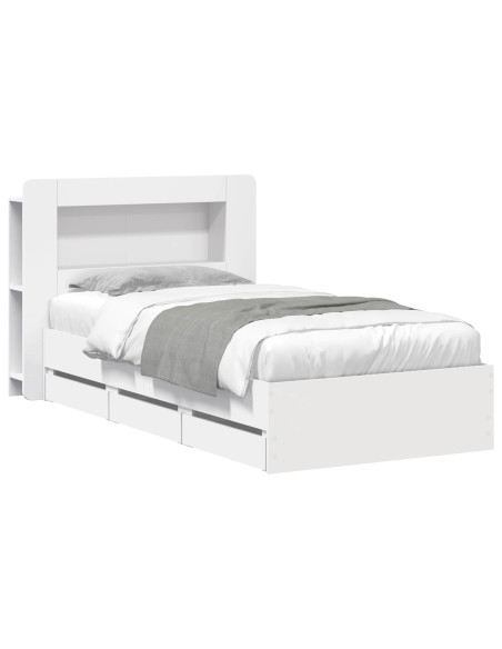 Telaio del letto con storage con testiera Bianco 75 x 190 cm