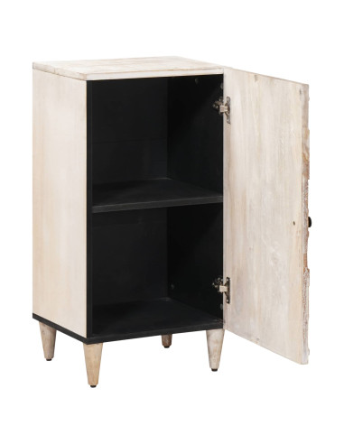 Credenza Bianco 40 x 33,5 x 75 cm Legno di mango massello