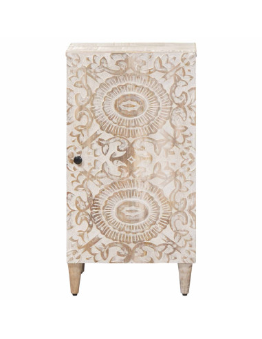Credenza Bianco 40 x 33,5 x 75 cm Legno di mango massello