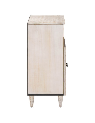 Credenza Bianco 60 x 33,5 x 75 cm Legno di mango massello