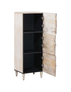 Mobile Alto Bianco 40 x 33,5 x 110 cm Legno di mango massello 2