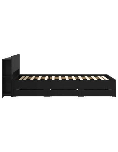 Telaio del letto con storage con testiera Nero 75 x 190 cm