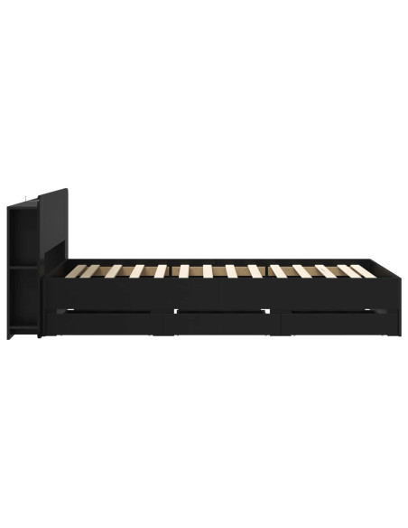 Telaio del letto con storage con testiera Nero 75 x 190 cm