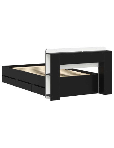 Telaio del letto con storage con testiera Nero 75 x 190 cm