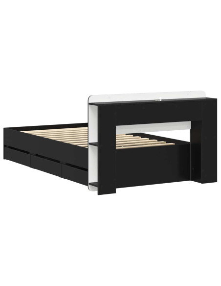 Telaio del letto con storage con testiera Nero 75 x 190 cm