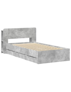 Telaio del letto con storage Grigio Cemento 75 x 190 cm 2