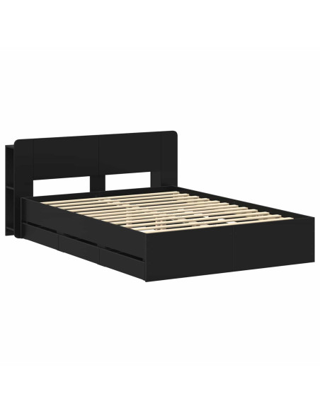 Telaio del letto con storage con testiera Nero 150 x 200 cm