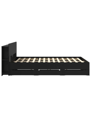 Telaio del letto con storage con testiera Nero 150 x 200 cm