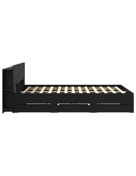 Telaio del letto con storage con testiera Nero 150 x 200 cm