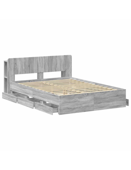 Telaio del letto con storage Sonoma grigio 160 x 200 cm