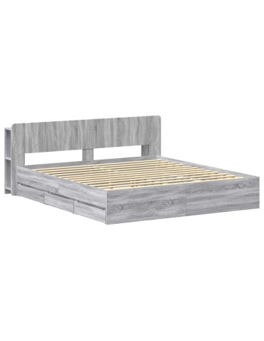 Telaio del letto con storage Sonoma grigio 200 x 200 cm