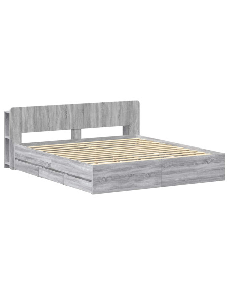 Telaio del letto con storage Sonoma grigio 200 x 200 cm