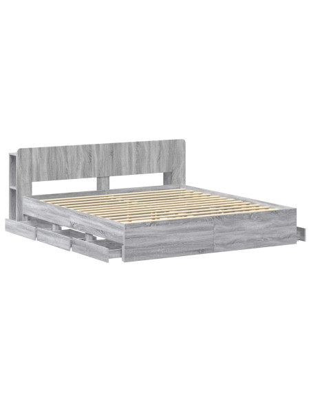 Telaio del letto con storage Sonoma grigio 200 x 200 cm