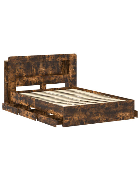 Telaio del letto con storage Rovere Fumo 135 x 190 cm