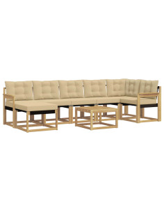 Set di divani da esterno con cuscino 8 pcs Bianco e Beige 2