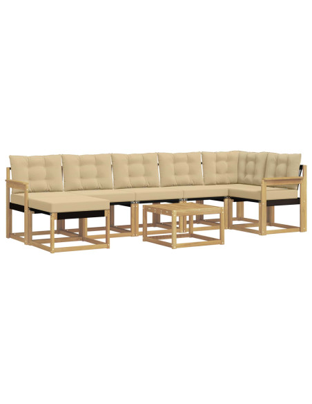 Set di divani da esterno con cuscino 8 pcs Bianco e Beige