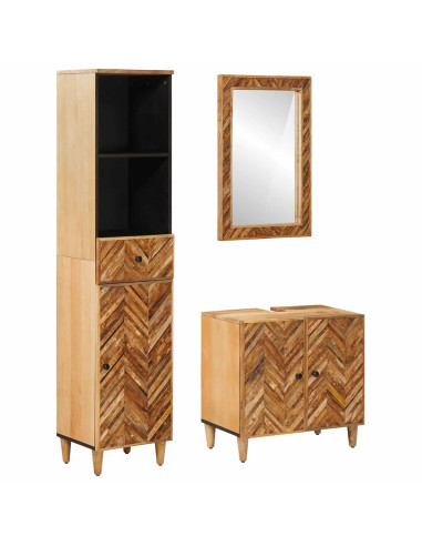 Set di Armadi da Bagno con porta 3 pcs Legno di mango massello