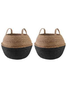 Vaso da fiori con manici 2 pcs Nero Ø 45 x 36 cm