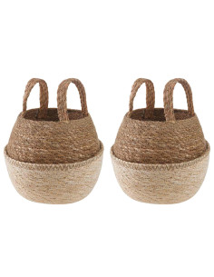 Vaso da fiori con manici 2 pcs Bianco Ø 22 x 20 cm