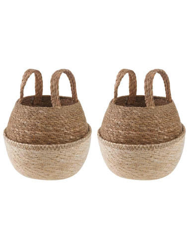 Vaso da fiori con manici 2 pcs Bianco Ø 22 x 20 cm