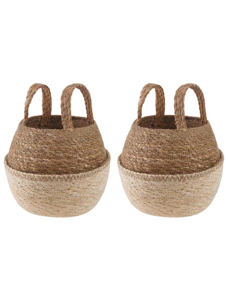 Vaso da fiori con manici 2 pcs Bianco Ø 22 x 20 cm
