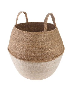 Vaso da fiori con manici Bianco Ø 32 x 32 cm 100% Erba marina