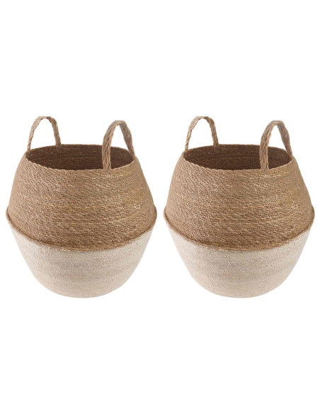Vaso da fiori con manici 2 pcs Bianco Ø 32 x 32 cm