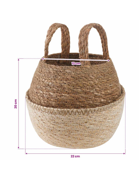 Vaso da fiori con manici 2 pcs Bianco Ø 22 x 20 cm