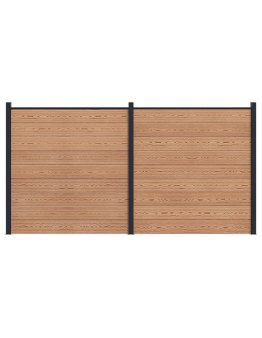Pannello di Recinzione 2 pcs WPC e Alluminio Marrone
