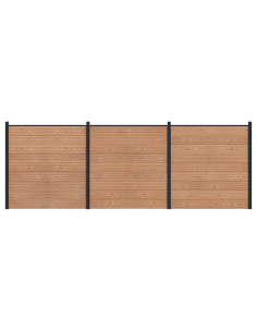 Pannello di Recinzione 3 pcs WPC e Alluminio Marrone
