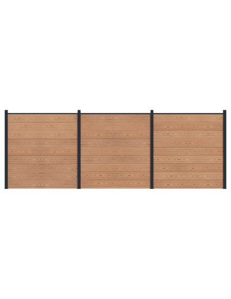 Pannello di Recinzione 3 pcs WPC e Alluminio Marrone